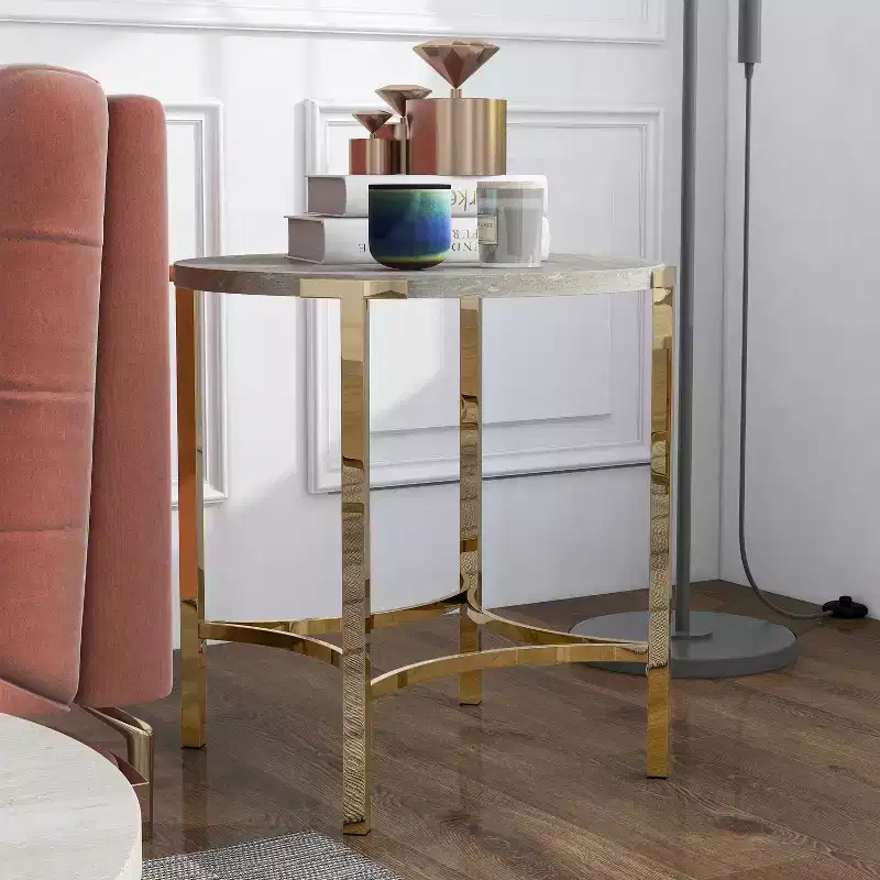 Grand Canal Modern Round End Table Champagne - miBasics