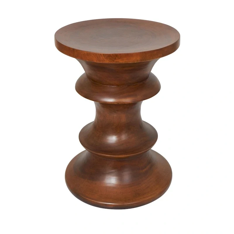 Wood Geometric Handmade Side End Accent Table - Brown