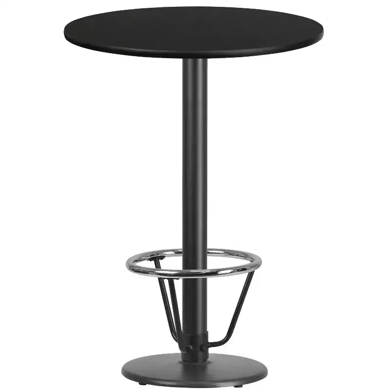 Flash Furniture 30'' Round Laminate Table Top with 18'' Round Bar Height Table Base and Foot Ring