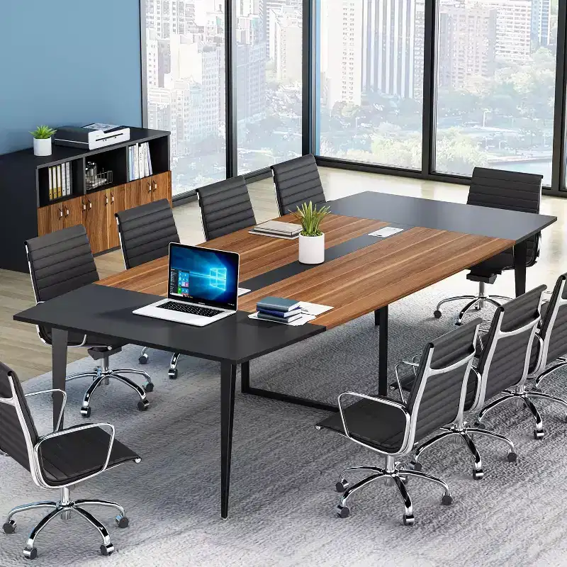 Lantine 8FT Large Boat Shaped Conference Table with Cable Grommets
