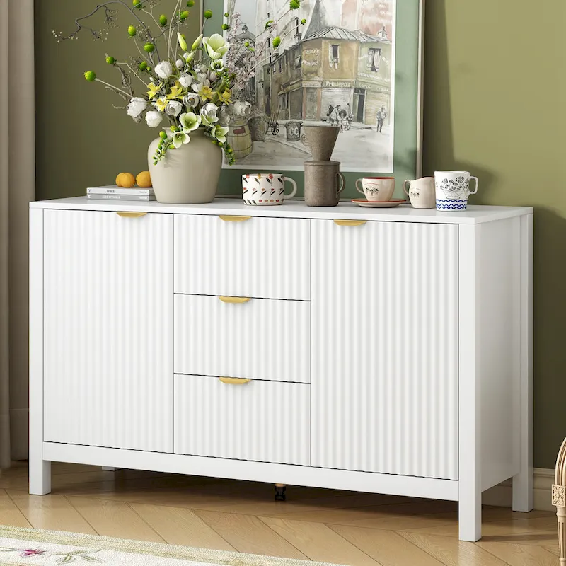 Black / White / Cyan Entryway Storage Cabinet with Drawers – 1-Person Assembly
