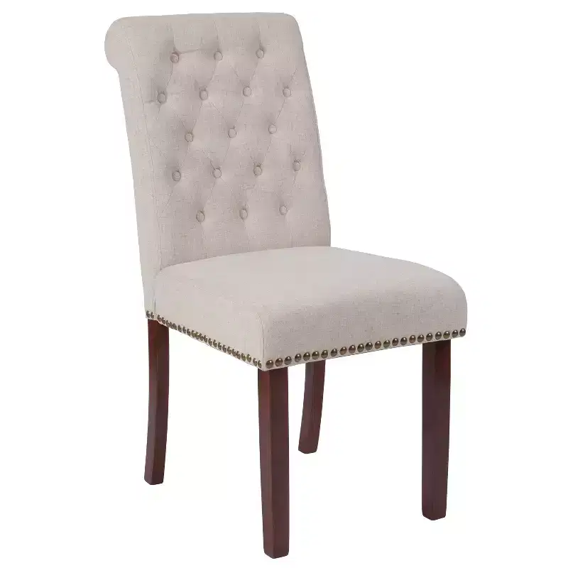 Merrick Lane Upholstered Parsons Chair with Nailhead Trim