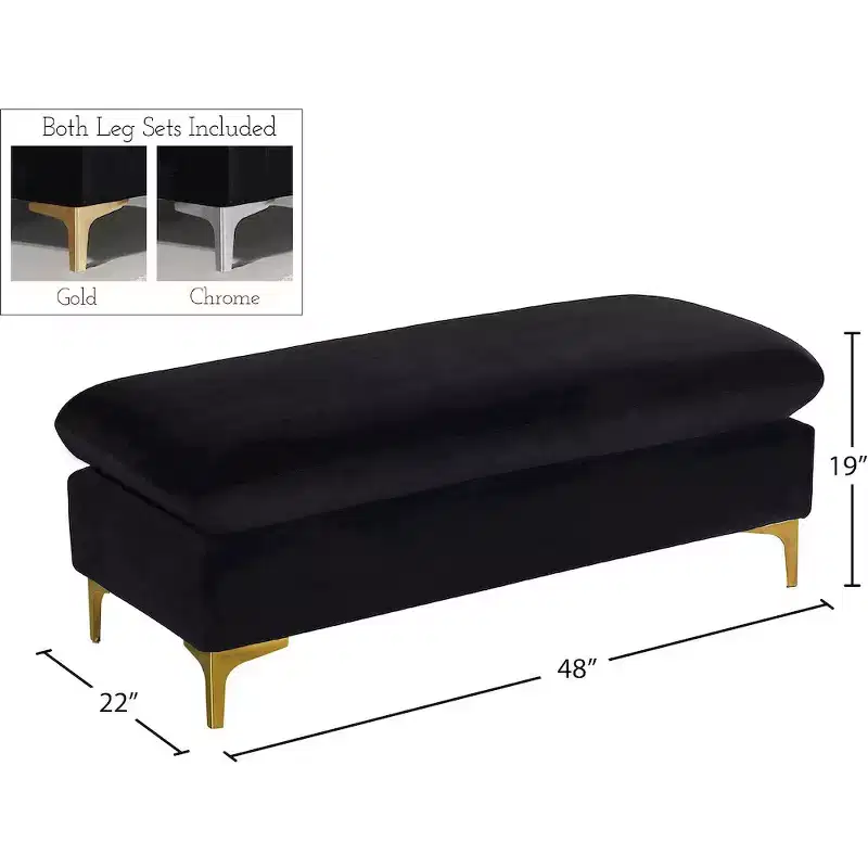 Meridian Furniture,Naomi Black Velvet Ottoman