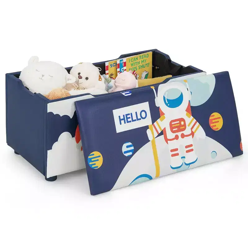Kids Upholstered Storage Ottoman Bench – Versatile Toy Chest & Footrest with Lid