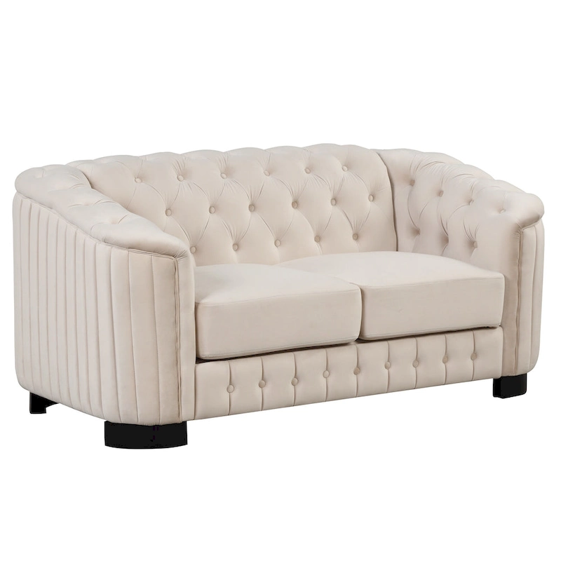 64.3 Velvet Upholstered Loveseat Sofa,Modern Loveseat Sofa with Thick Removable Seat Cushion,2-Person Loveseat Sofa Couch