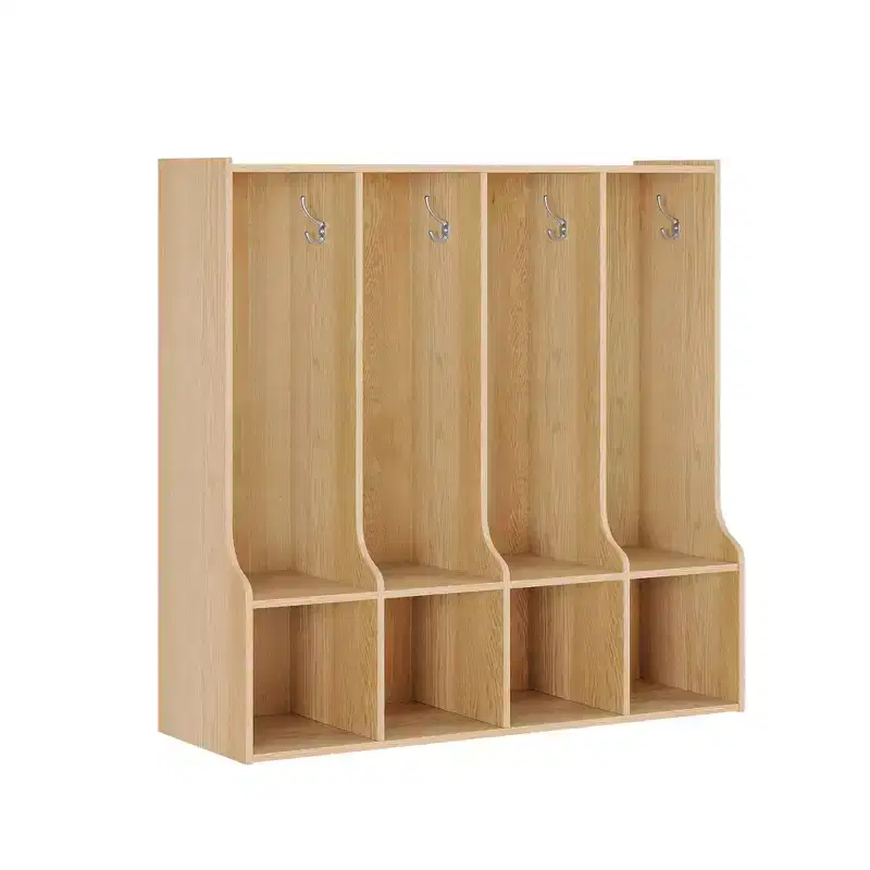 Acekool 4-Section Kids Coat Locker with 4 Cubbies & 8 Hooks for Classroom, Nursery & Home