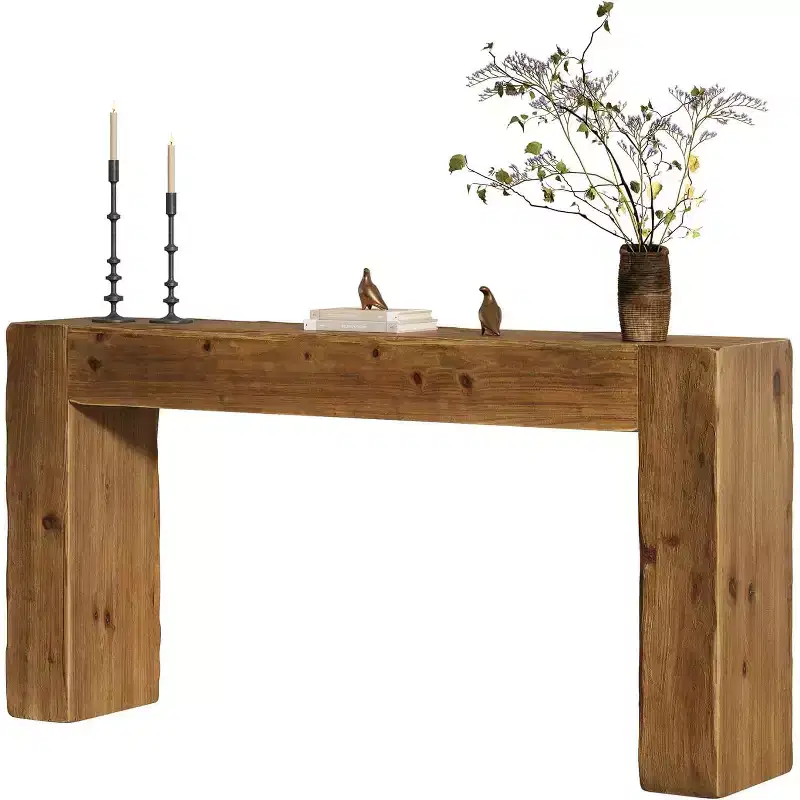 Lantine 63-Inch Solid Wood Console Table, Farmhouse Sofa Table Behind Couch for Entryway, Living Room, and Foyer, Easy Assembly