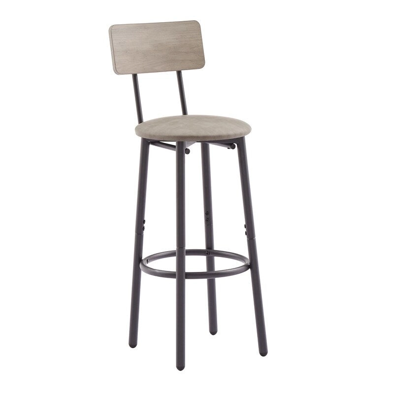 Eureka Industrial Bar Table Set, 3-Piece Dining Table and PU Upholstered Stools Set, Small Counter Height Pub Bistro Table Set