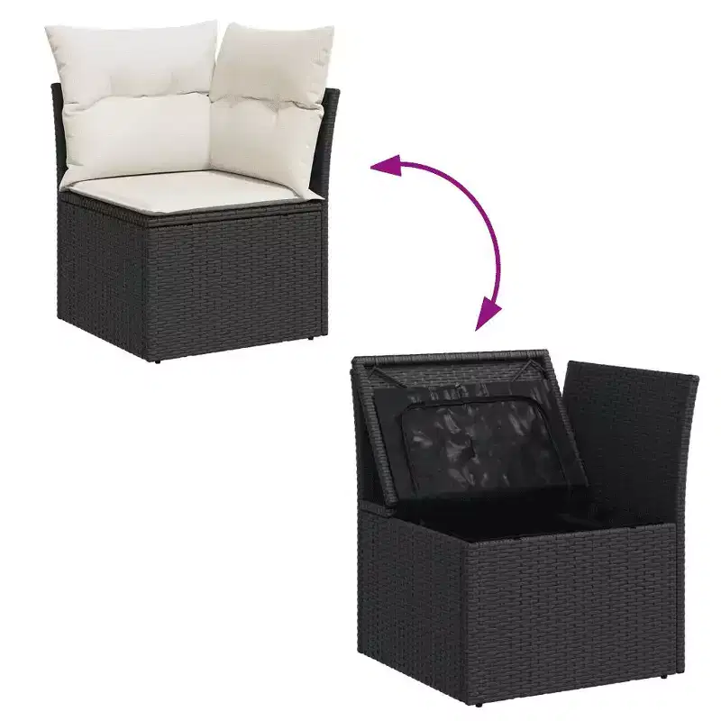 vidaXL Modular Garden Sofa Set with Cushions Poly Rattan