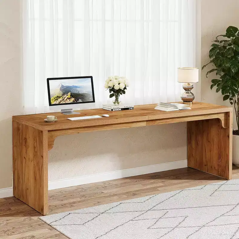 MAYEERTY 79 Long Wooden Desk, Double Person Computer Desk with E1-Level Manufactured Wood & Metal Frame