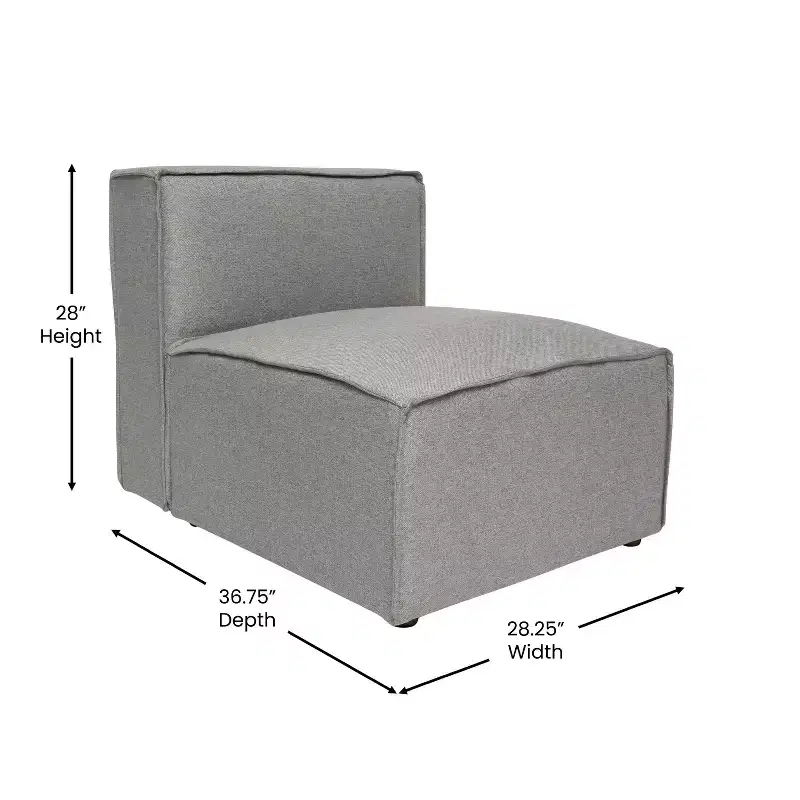 Flash Furniture Bridgetown Luxury Modular Sectional Sofa, Armless Center Seat
