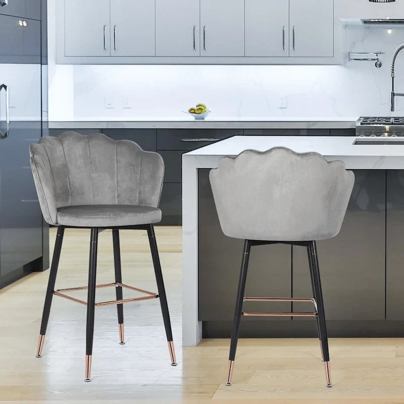 42 Height Set of 2 Velvet Bar Stools