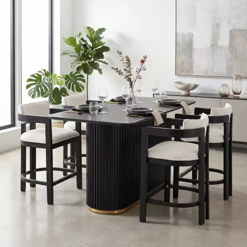Christopher Knight Home Heini Modern 5 Piece Wooden Dining Set with Pedestal Table and Rubberwood Legs