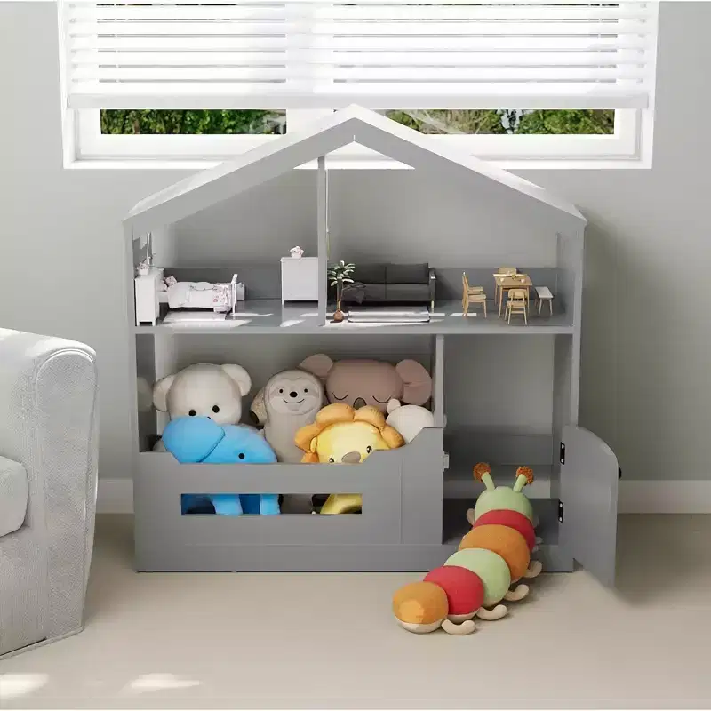 Versatile 3-Tier Kids Bookshelf w/Motion Sensor Light - Wooden Toy Storage Organizer w/Anti-tip Device