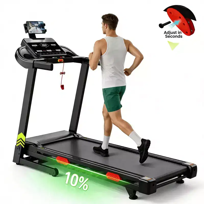 Treadmill on Sale-3.75HP Treadmill with 10% Incline, 330lbs Capacity with Handlebar for Home,Treadmill for Home small space, Work with APP