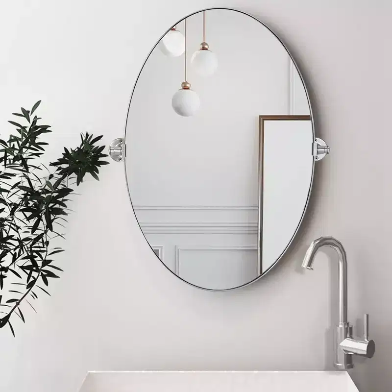 TEHOME Aura Pivoting Oval Metal Framed Wall Mounted Bathroom Vanity Mirror