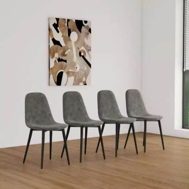 4-Pack Modern Suede Upholstered Spoon-Shape Dining Chairs for Kitchen/Dining Room
