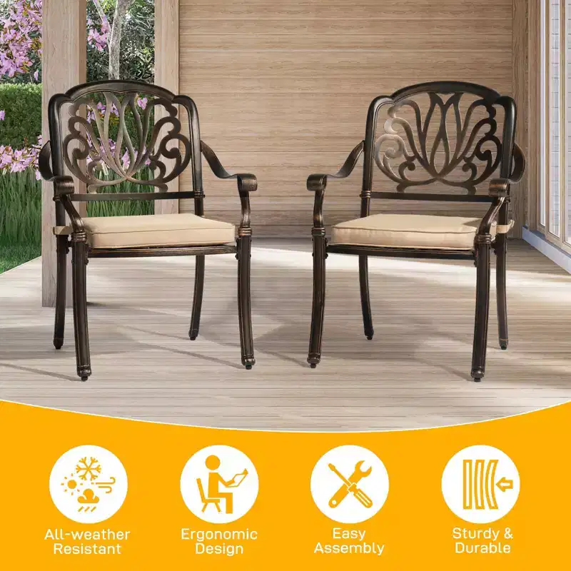 Karl Home | Metal Stackable Patio Dining Armchair with Cushion
