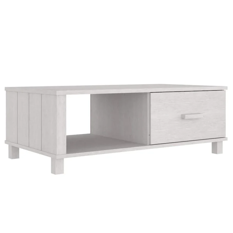 Rectangular Coffee Table with Storage Drawer and Open Shelf, White