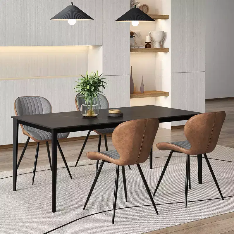 Costway 4 Set Armless Dining Chair w/ Curved Backrest U-shaped Seat & Non-slip Foot Pad