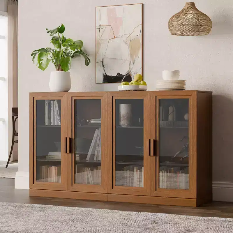 Wood Modular Sideboard with Adjustable Hinges and Cable Management