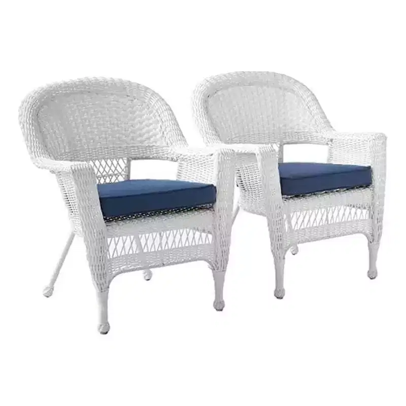 HomeStock Zen Zone Chair Set of 2, Durable Resin Wicker, Weather-Resistant with Cushions