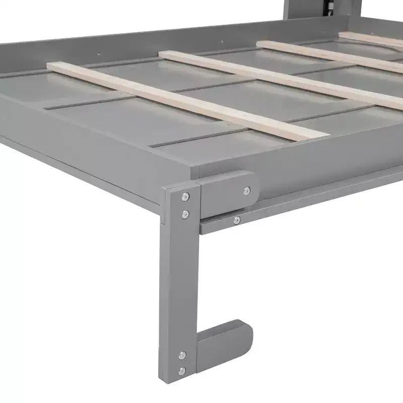 Full/Queen Murphy Bed with Built-In Shelves White/Gray