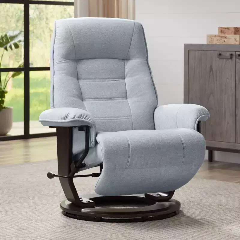 BenchMaster Annika Sky Blue Fabric Adjustable Swivel Recliner