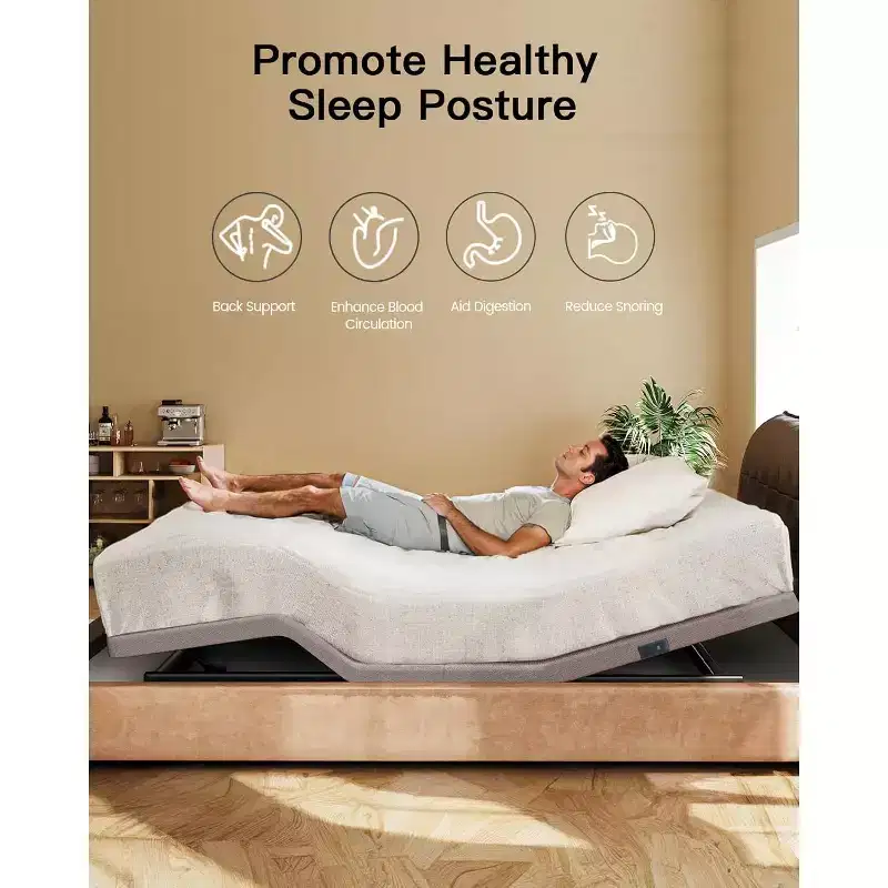 Adjustable Bed Frame Queen Size, Zero Clearance and Zero Gravity Mode, Electric Bed with Head Foot Incline, 4 USB Ports and Wireless Remote