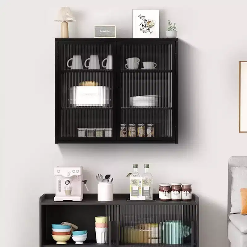 Okak Modern 2-door Wall Cabinet with Featuring 3-tier Storage Glass Doors for Entryway/Dining Room/Living Room/Kitchen