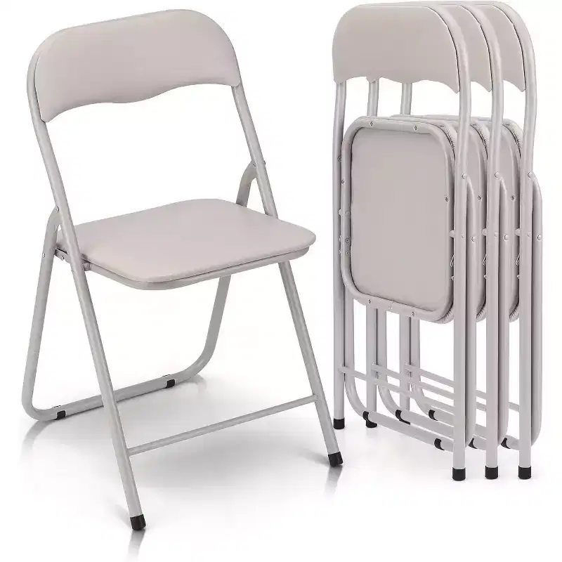 Folding Chairs with Cushion, Outdoor & Indoor Event Portable Metal Folding Chairs with Non-Slip Feet Pads Stackable Chairs