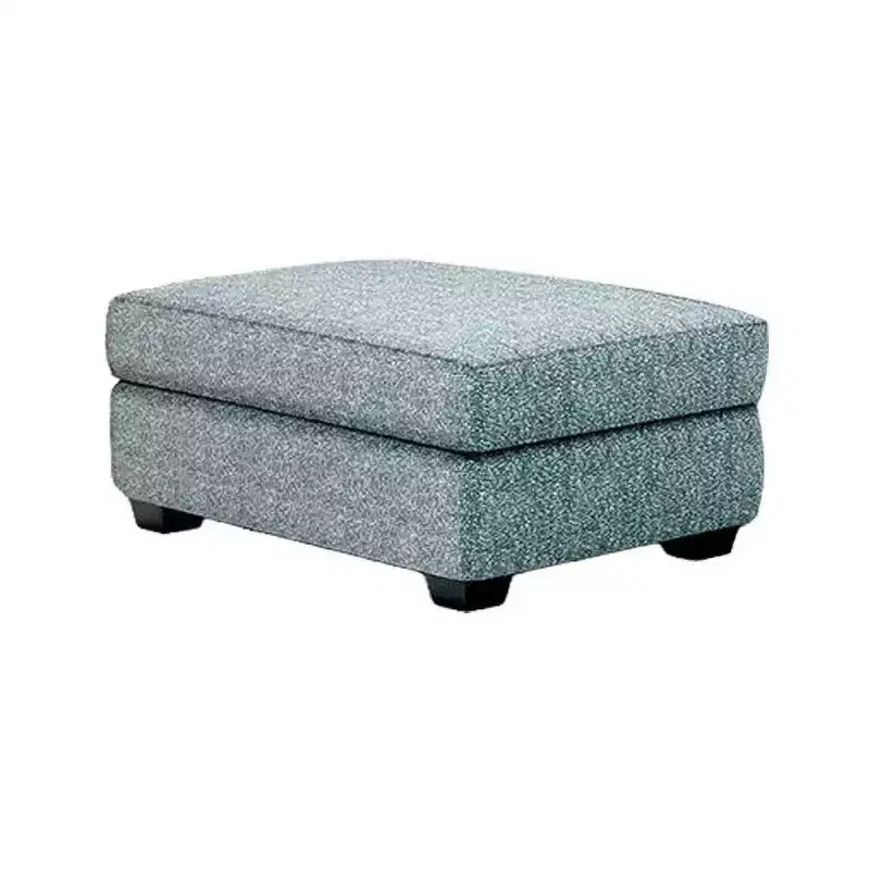 Royal Hampton Ottoman, Teal Blue Polyester Cushioned Top, Black Wood, 40 Inch