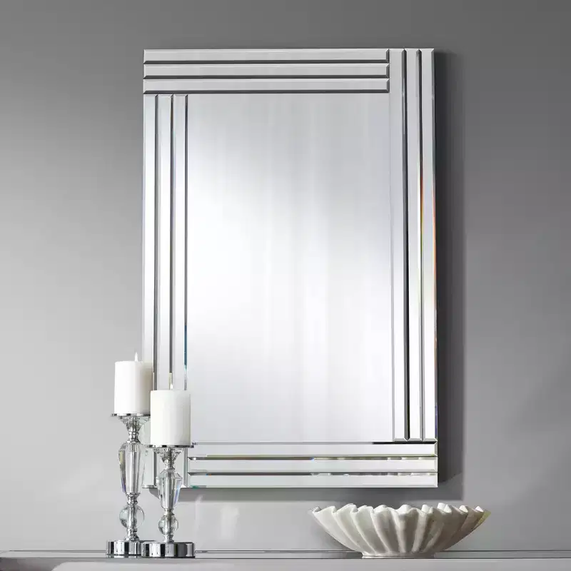 Possini Euro Design Sofija Rectangular Vanity Wall Mirror Modern Mirrored Glass Layered Frame 23 1/2 Wide for Bathroom Bedroom Living Room Entryway