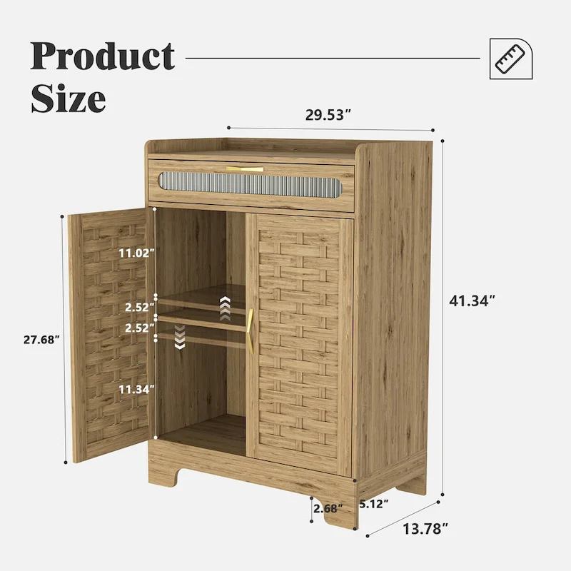 Coffee Bar Cabinet Buffet Sideboard with Drawer and Adjustable Shelf