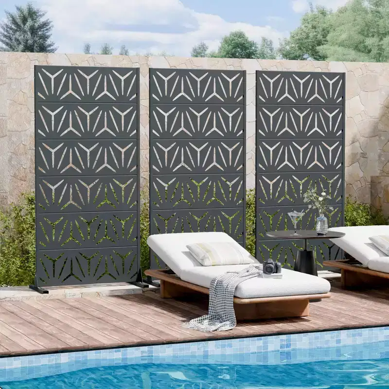 MAYEERTY Star 01 Cambrian Gray Galvanized Steel Room Divider, 72x35x16, 6-Piece Sturdy Indoor Outdoor Divider