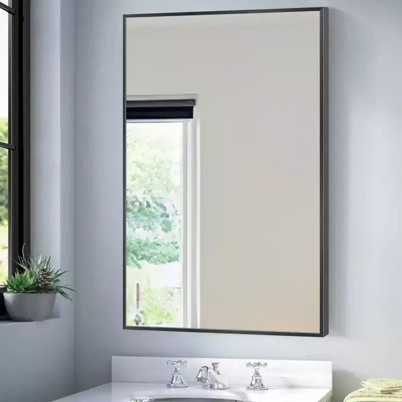 Dovelina Modern Rectangle Metal Frame Bathroom Vanity Mirror Decorative Wall Mirror