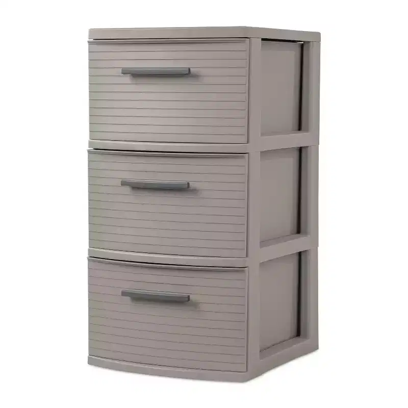 3 Drawer Medium Tower Dark Gray: Plastic Storage Drawers, Portable Universal Storage, No Assembly Required