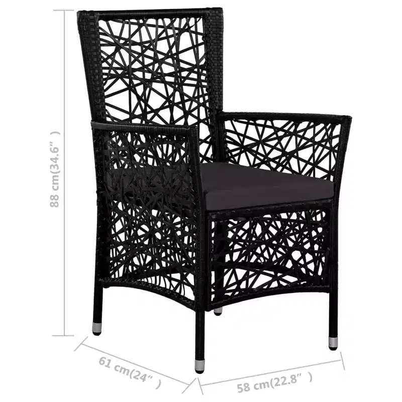 vidaXL Dining Set PE rattan, Steel, Tempered Glass Large