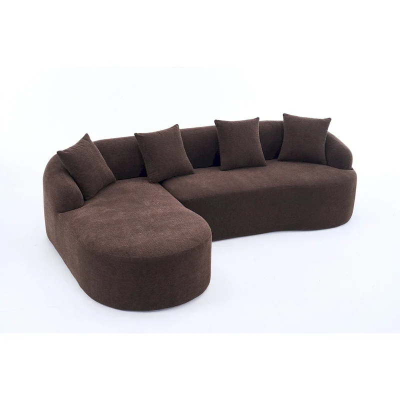 L-Shaped Chenille Sectional Sofa with Chaise and 4 Pillows