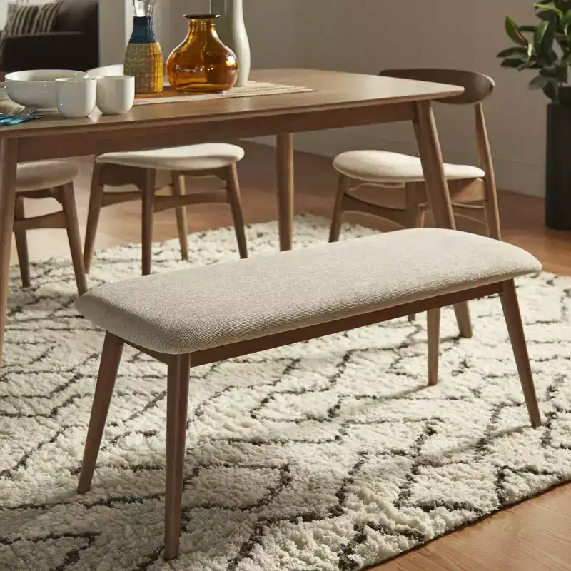 Pierre MidCentury Modern Tapered Upholstered Dining Bench iNSPIRE Q