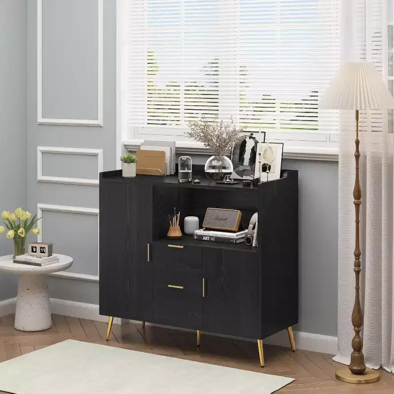 40Modern Buffet Cabinet with Drawers & Doors-Wooden Sideboard Storage with Adjustable Shelves,Coffee Bar Station for Dining Room,Kitchen,Living Room