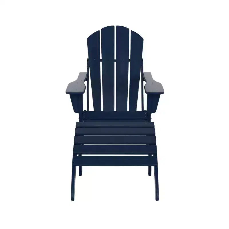 WestinTrends Malibu HDPE Outdoor Patio Folding Poly Adirondack Chair with Ottoman (2-Piece Set)