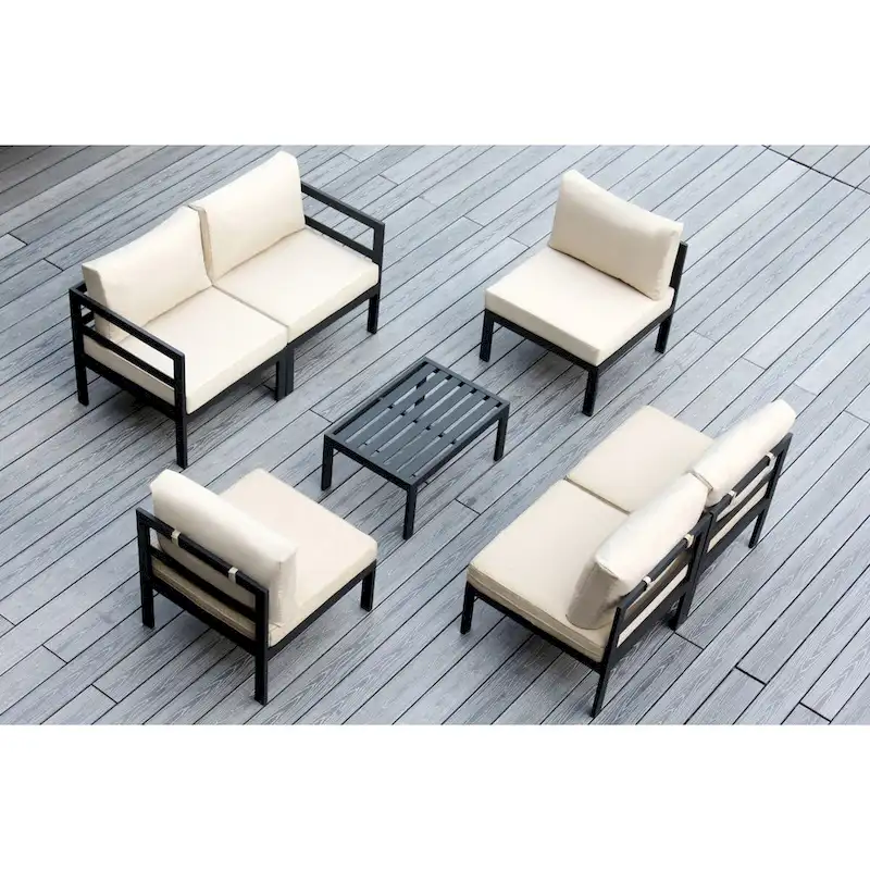 Ohana Outdoor 7-pc. Cushioned Aluminum Sectional - No Assembly