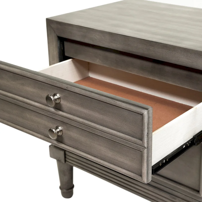 Hax Transitional Grey 2-Drawer Solid Wood Nightstand by Furniture of America