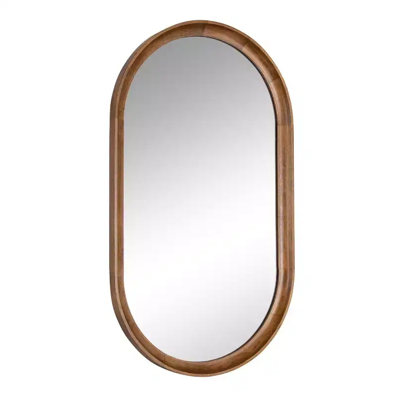 Kate and Laurel Hatherleig Oval Wood Capsule Mirror, 22x38, Rustic Brown