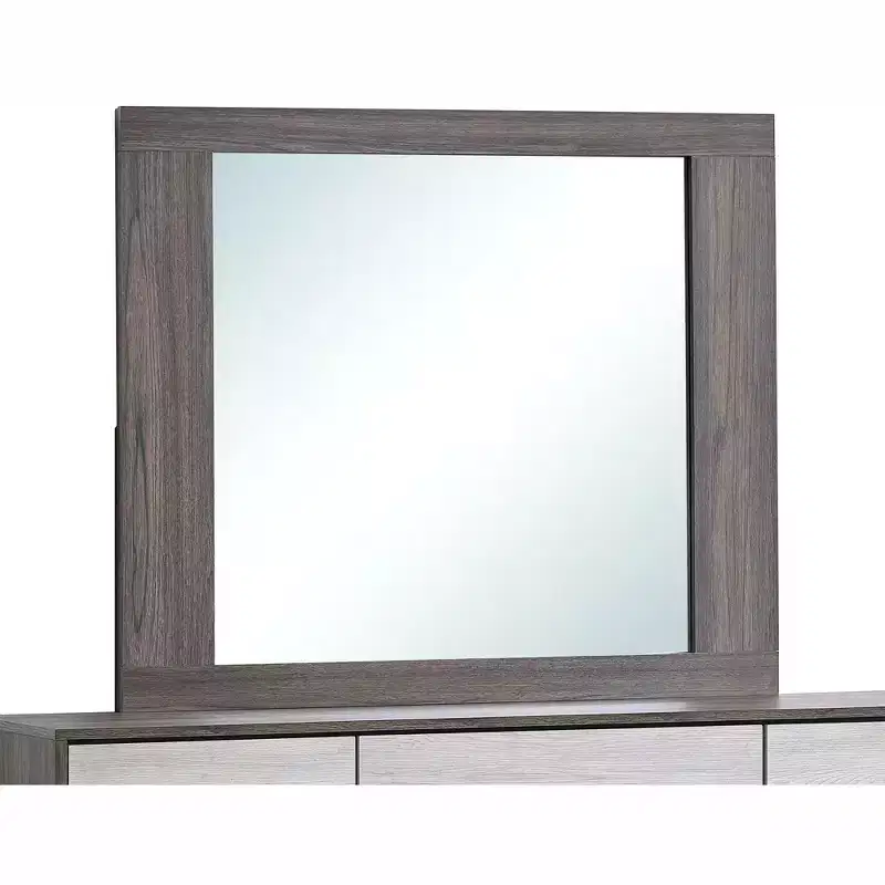 Passion Furniture Aberdeen 43 in. W x 37 in. H Rectangle Wood Frame Gray and Oak Dresser Mirror