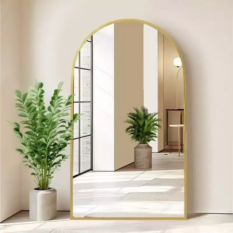 67 inch Full Length Mirror Archede Aluminum Alloy Frame Floor Mirror with Bracket Gold