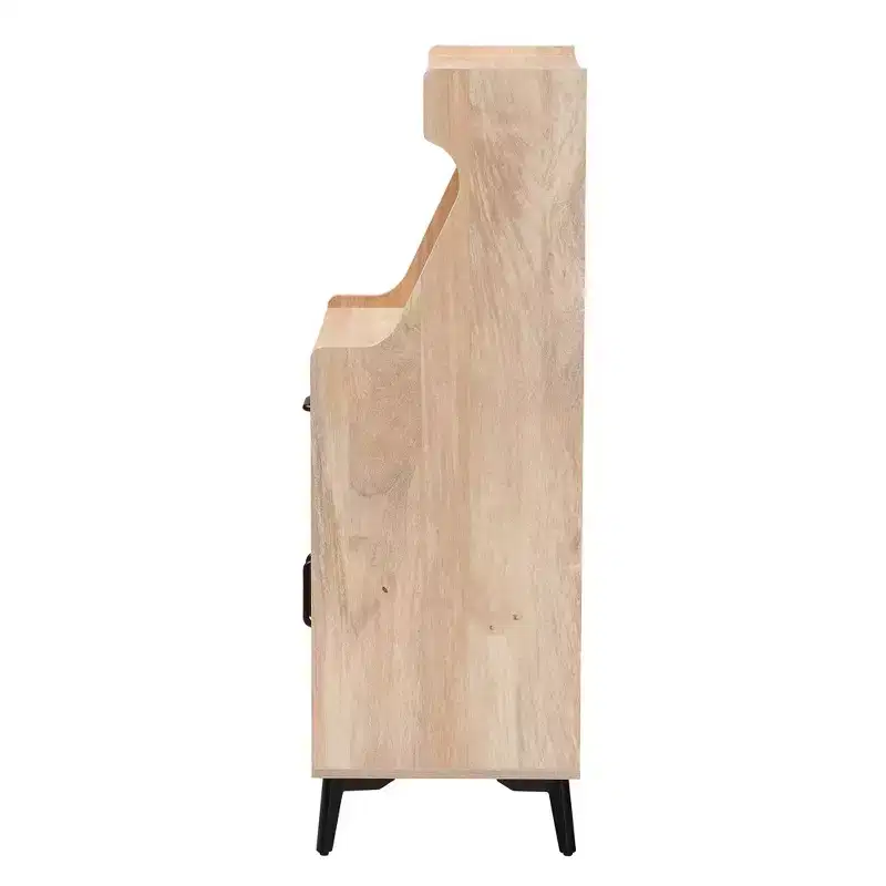 Baxton Studio Pavone Wood Kitchen Cabinet Oak Brown/Black
