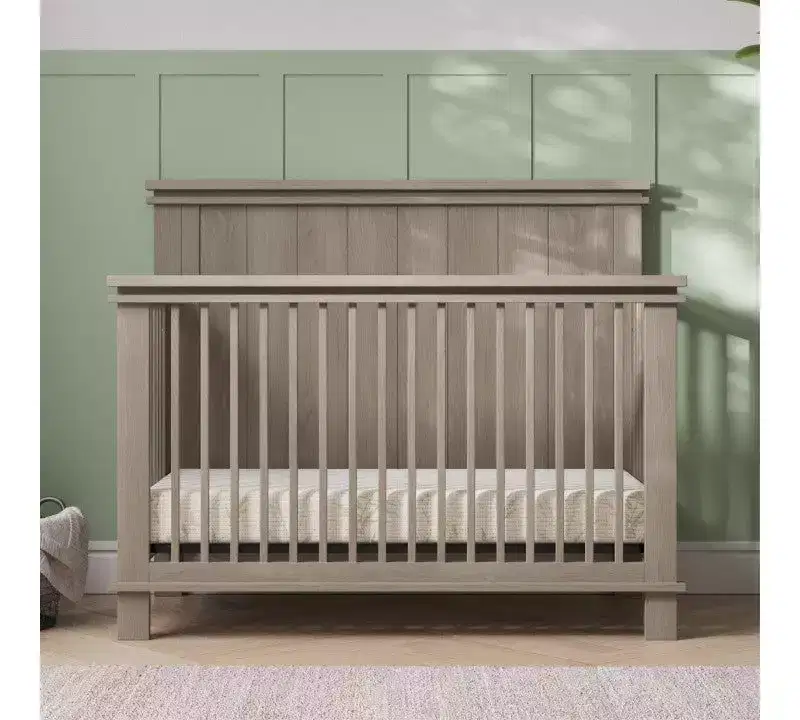Child Craft Denman Crib, Dresser, Chest, and Nightstand 4-Piece Nursery Set, Grows with Your Baby