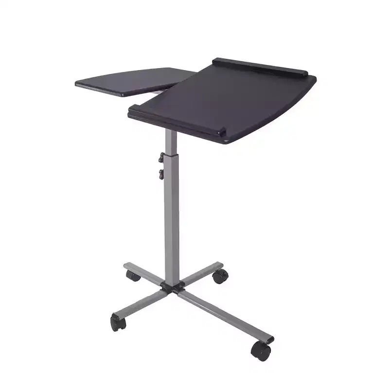 Mobile Laptop Cart Steel Graphite Black - Adjustable, Rolling Workstation with Locking Wheels